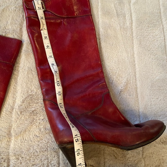 Bartoli VERO CUOIO Real leather RED high knee boots - size 38  8 - Picture 7 of 12